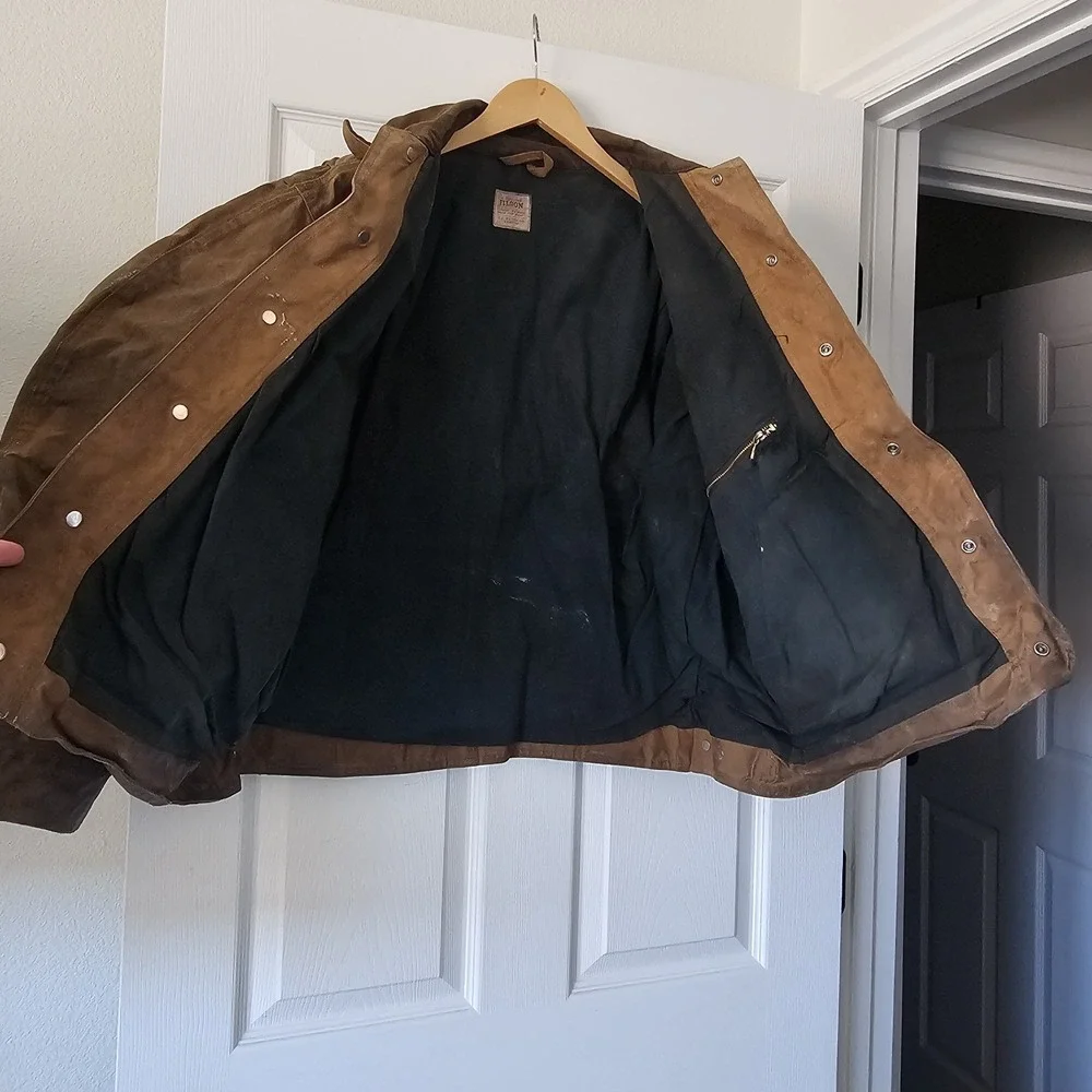 1990s Vintage XL Filson C.C. Klondike Tin Cloth Field Oil Finished Jacket Lined